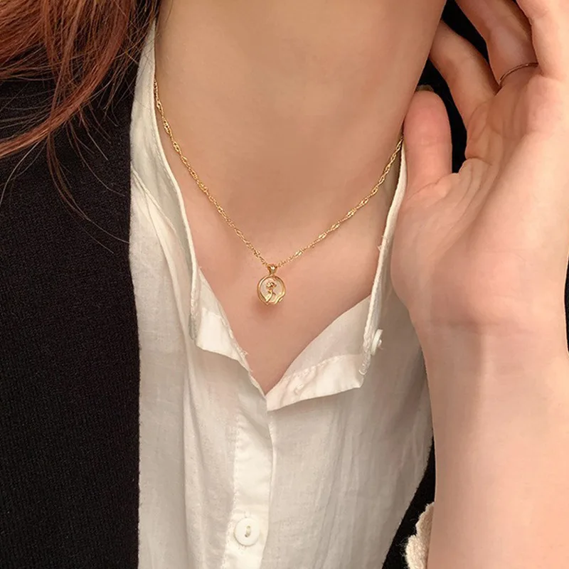 Vintage Rose Pendant Necklace