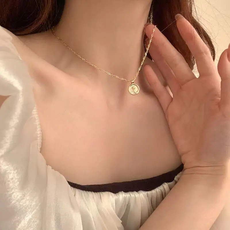 Vintage Rose Pendant Necklace