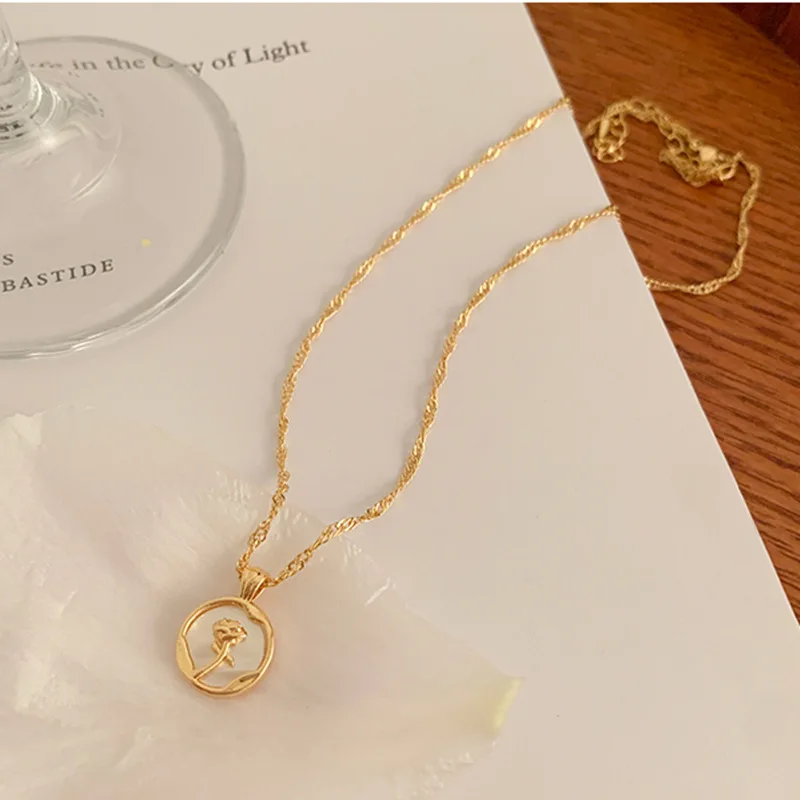 Vintage Rose Pendant Necklace