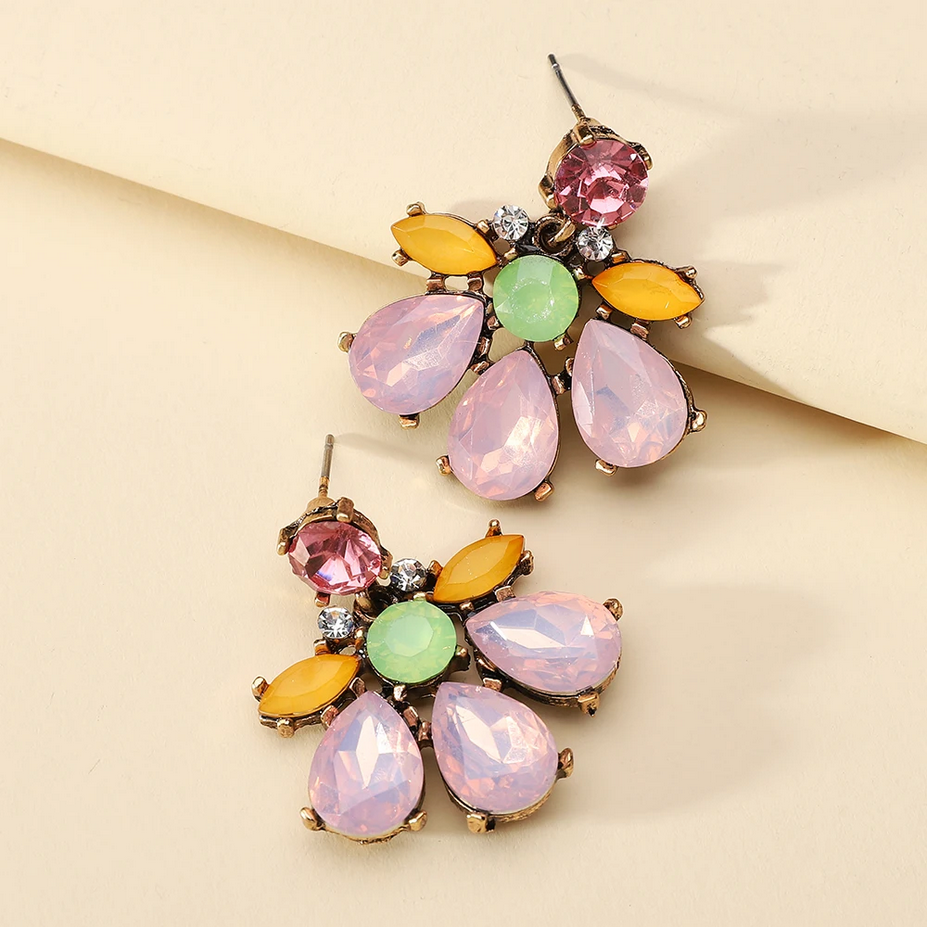 Crystal Geometric Dangle Earrings for Women