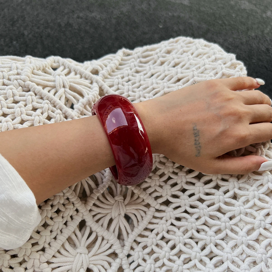 Boho Resin Bangle Set – 3 Pieces