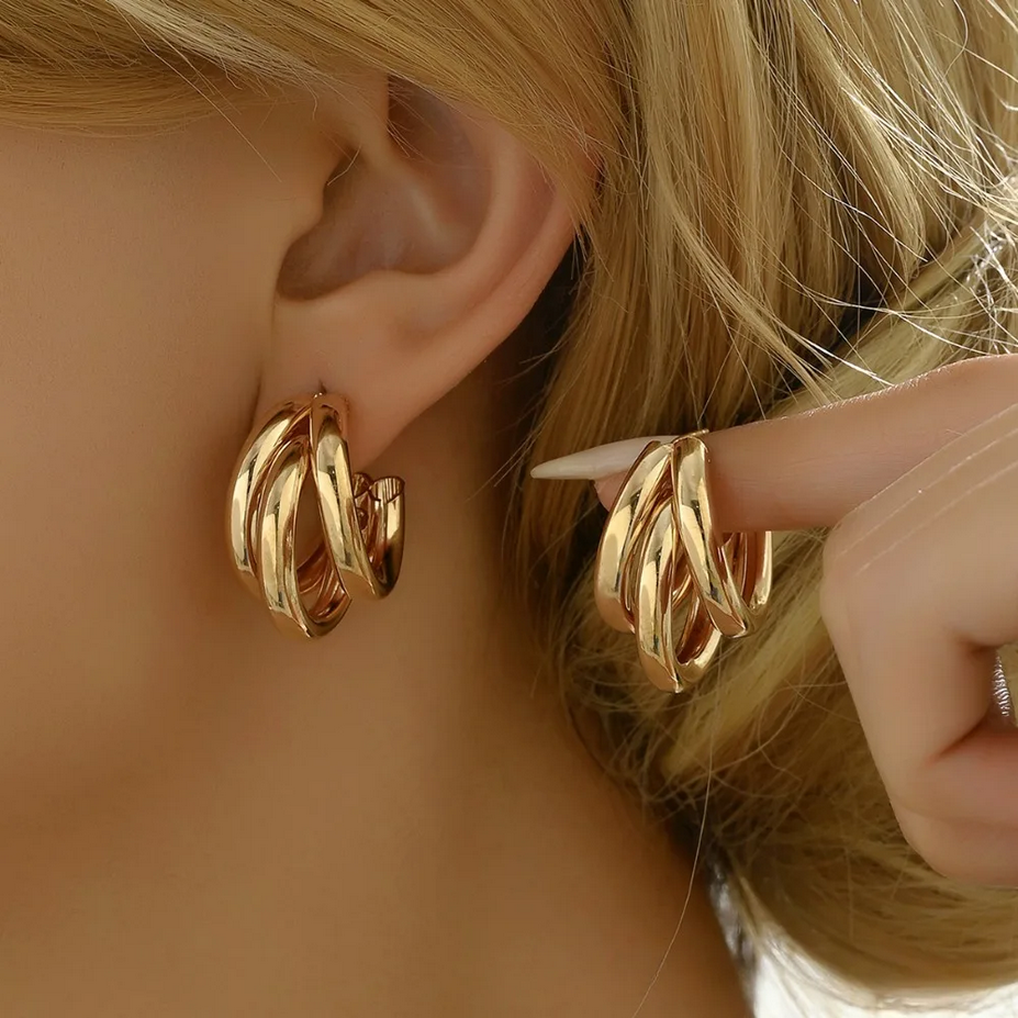 Silver and Gold Chunky Hoop Earrings