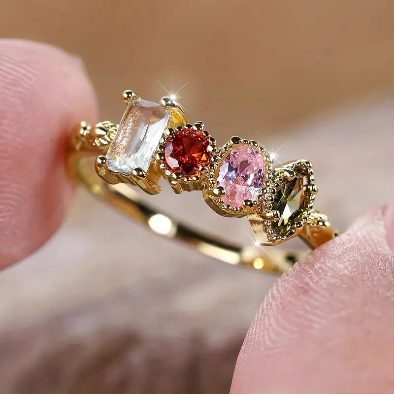 Elegant Fashion Multi Colored Cubic Zirconia Rings