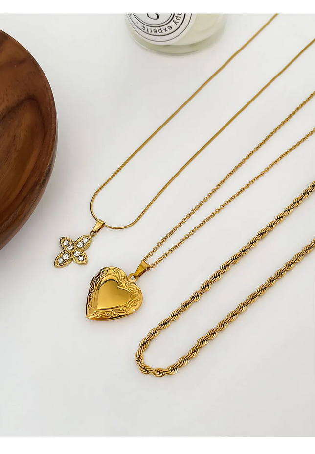 Gold Plated Cross Heart Pendant Necklace Diamond Accent Jewelry