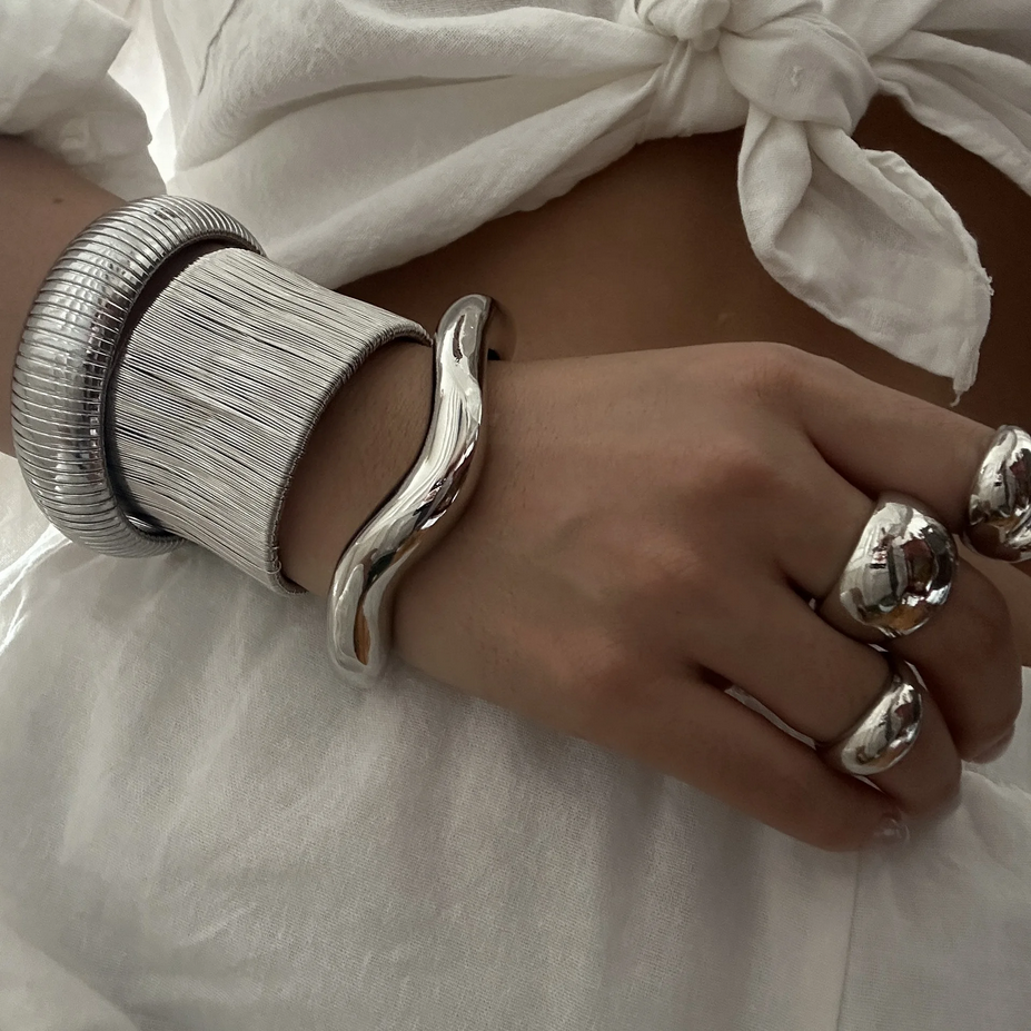 Vintage Silver Wide Cuff Bracelet Set