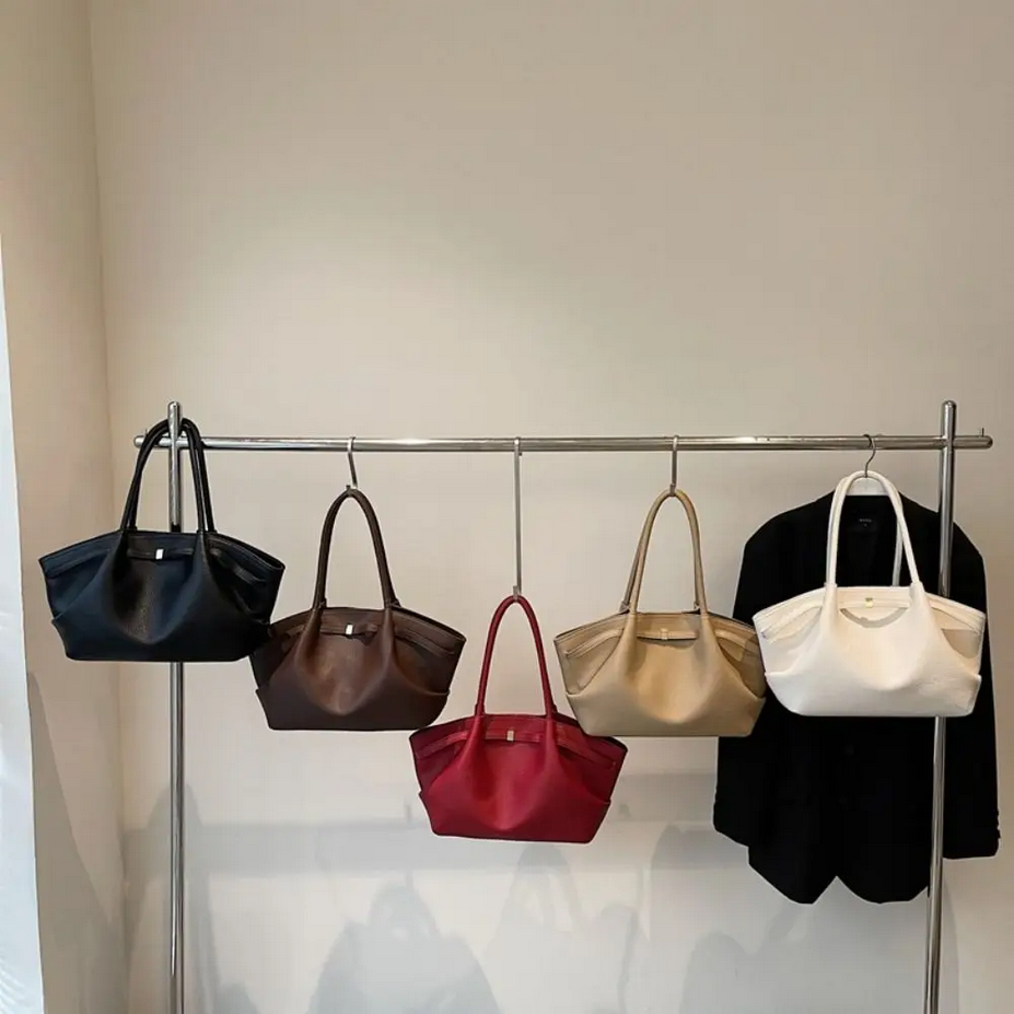 Large Capacity Stylish Solid Color PU Leather Handbag