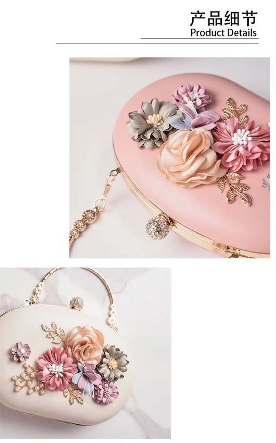 Elegant Floral Evening Clutch Purse Luxury Party Bag