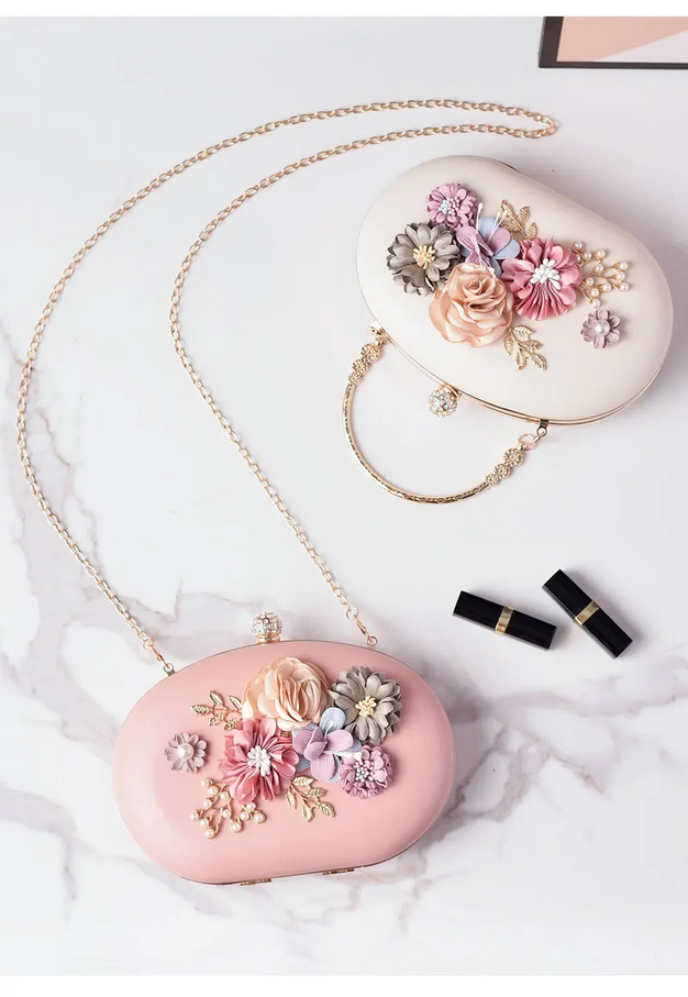 Elegant Floral Evening Clutch Purse Luxury Party Bag