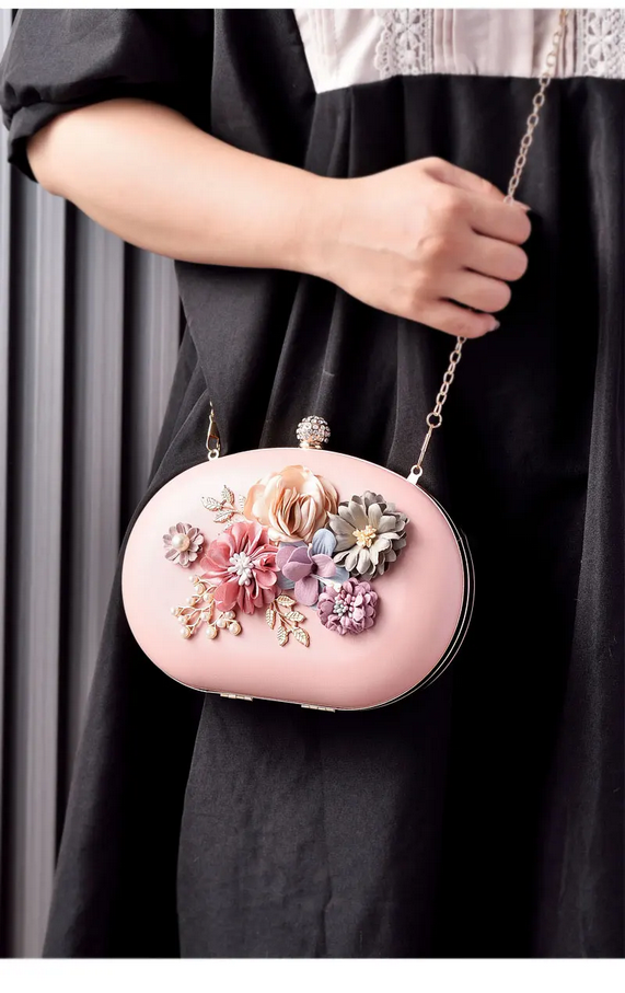 Elegant Floral Evening Clutch Purse Luxury Party Bag