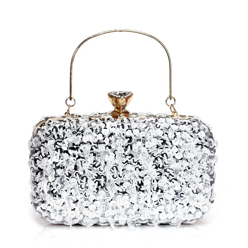 Elegant Beaded Diamond Clutch Purse Women’s Evening Handbag