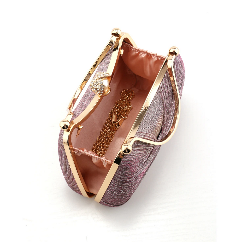 Stylish Pink Bow Design Women’s Elegant Clutch Evening Bag