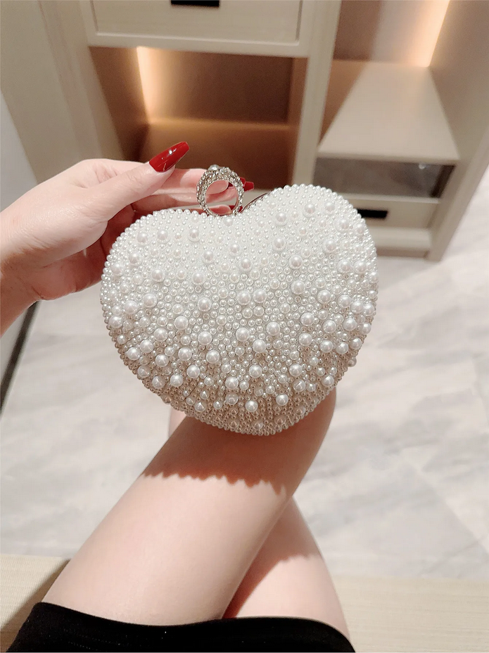 Luxury Pearl Clutch Purse with Chain