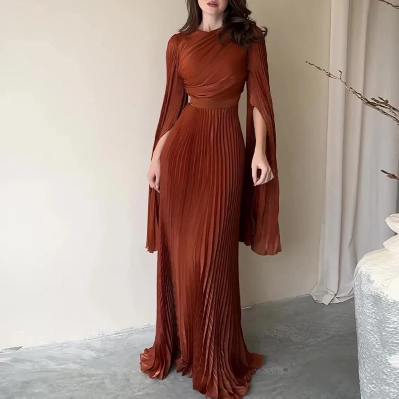 Women’s High Waisted Flared Sleeve Formal Evening Dress