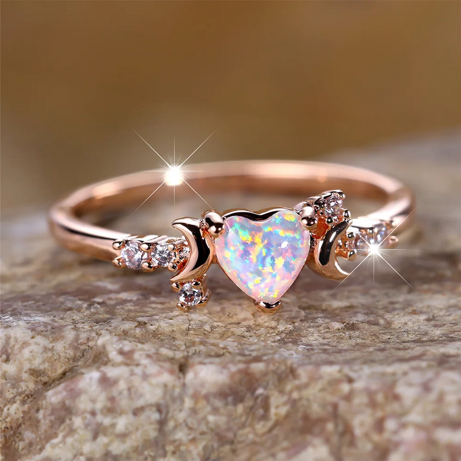 Women’s Heart Shaped Fire Opal Ring