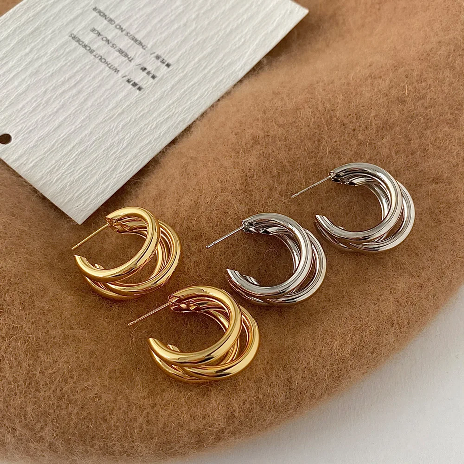 Silver and Gold Chunky Hoop Earrings