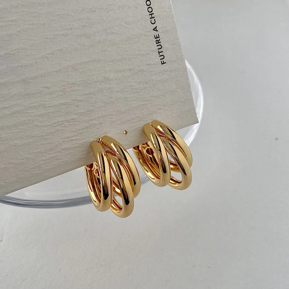 Silver and Gold Chunky Hoop Earrings