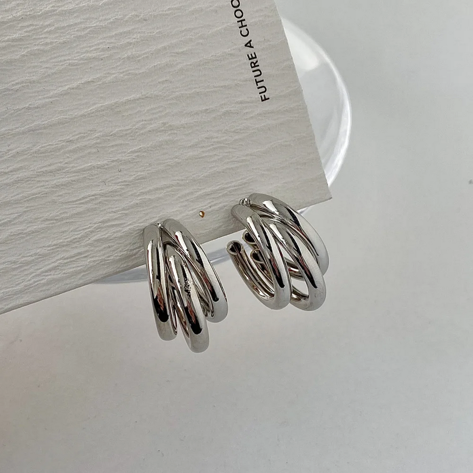 Silver and Gold Chunky Hoop Earrings