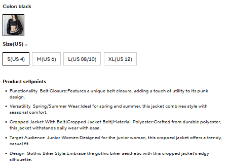 Edgy Buckle Strap Crop Top Black Jacket