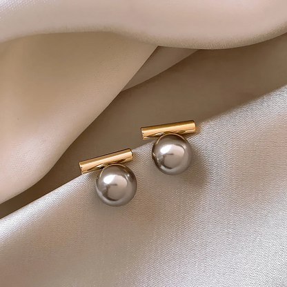 French Minimalist Grey Faux Pearl Earrings