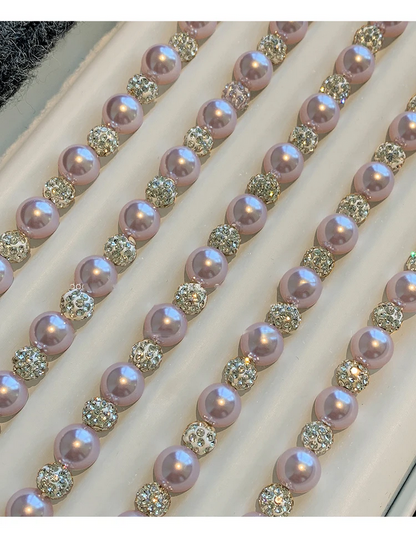 Elegant Rose Purple Pearl Bead Necklace and Bracelet Jewelry Set