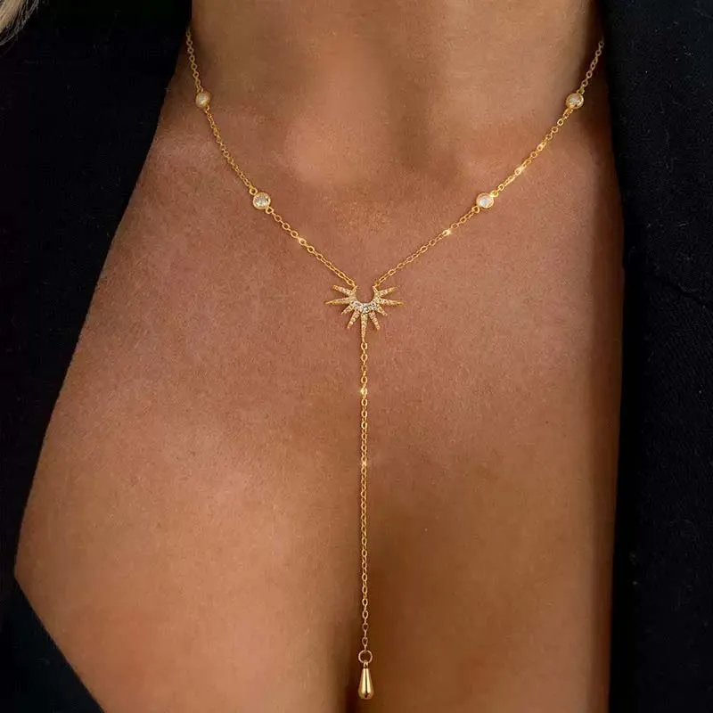 Sun Luxury Cubic Zirconia Pendant Necklace