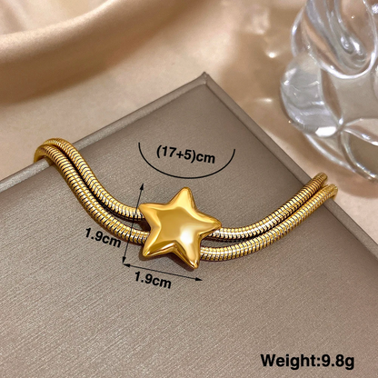 Gold & Silver Double Layer Stainless Steel Star Bracelet