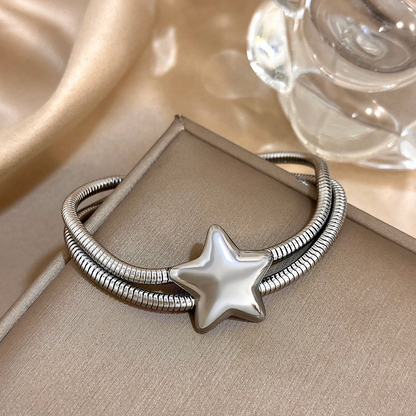 Gold & Silver Double Layer Stainless Steel Star Bracelet
