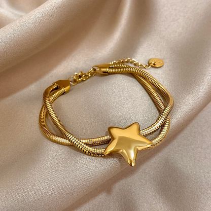 Gold & Silver Double Layer Stainless Steel Star Bracelet