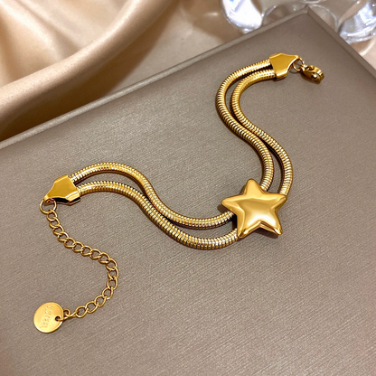 Gold & Silver Double Layer Stainless Steel Star Bracelet