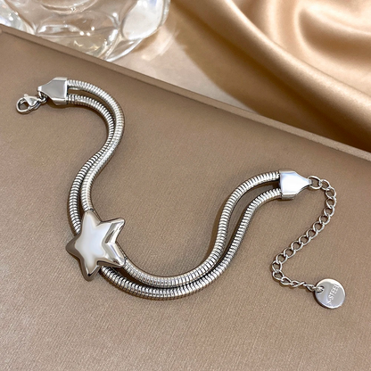 Gold & Silver Double Layer Stainless Steel Star Bracelet