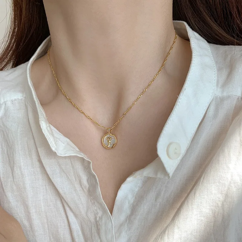 Vintage Rose Pendant Necklace