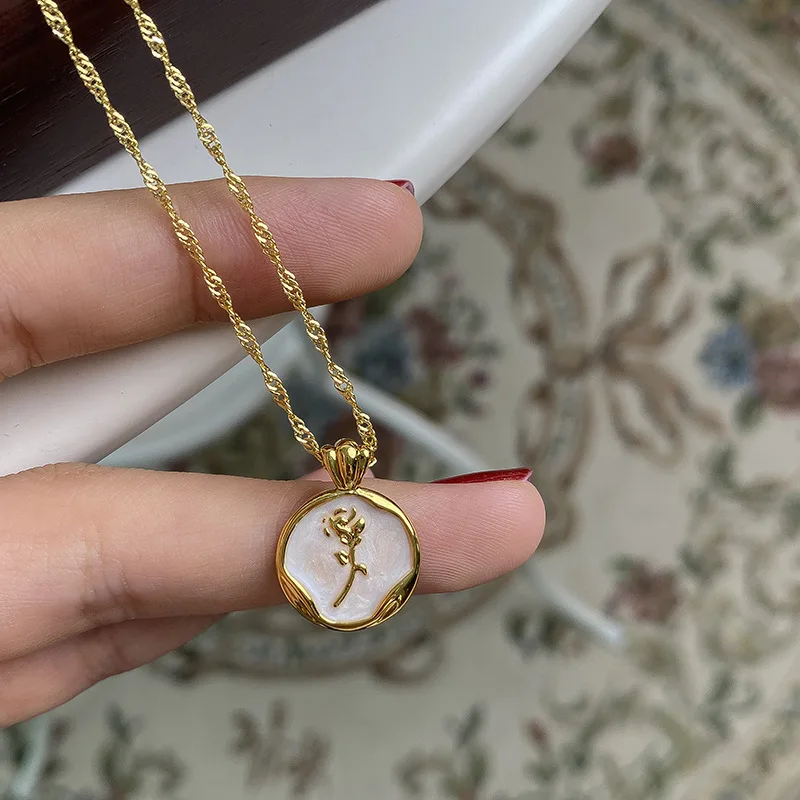 Vintage Rose Pendant Necklace