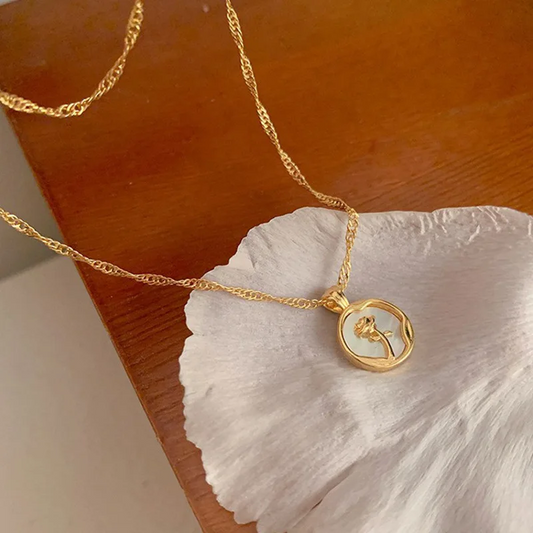 Vintage Rose Pendant Necklace
