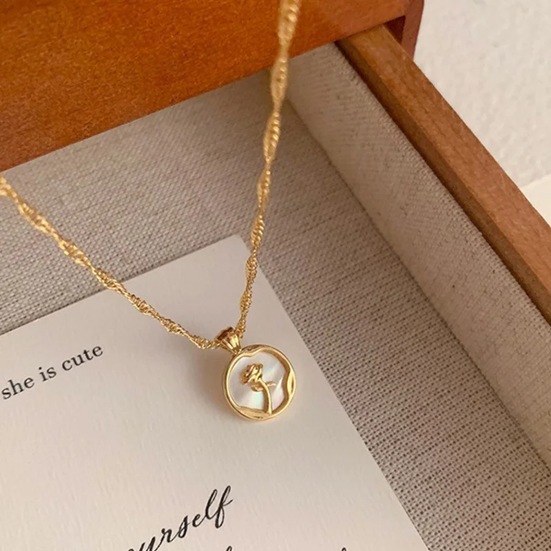 Vintage Rose Pendant Necklace