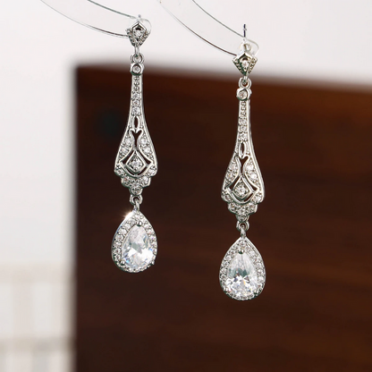 Elegant Silver Teardrop Dangle Earrings