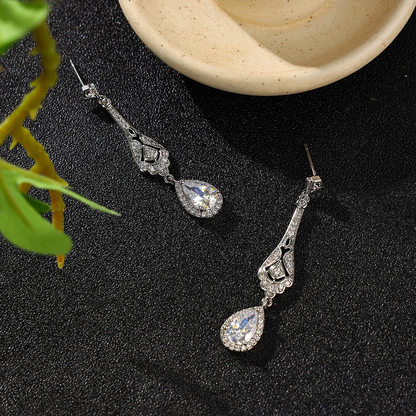 Elegant Silver Teardrop Dangle Earrings