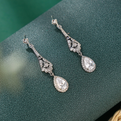 Elegant Silver Teardrop Dangle Earrings