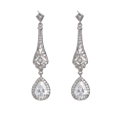 Elegant Silver Teardrop Dangle Earrings
