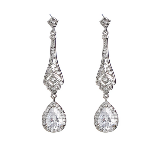 Elegant Silver Teardrop Dangle Earrings