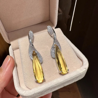 Luxury Zircon Leaf Drop Earrings