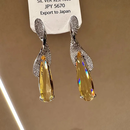 Luxury Zircon Leaf Drop Earrings