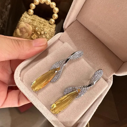 Luxury Zircon Leaf Drop Earrings