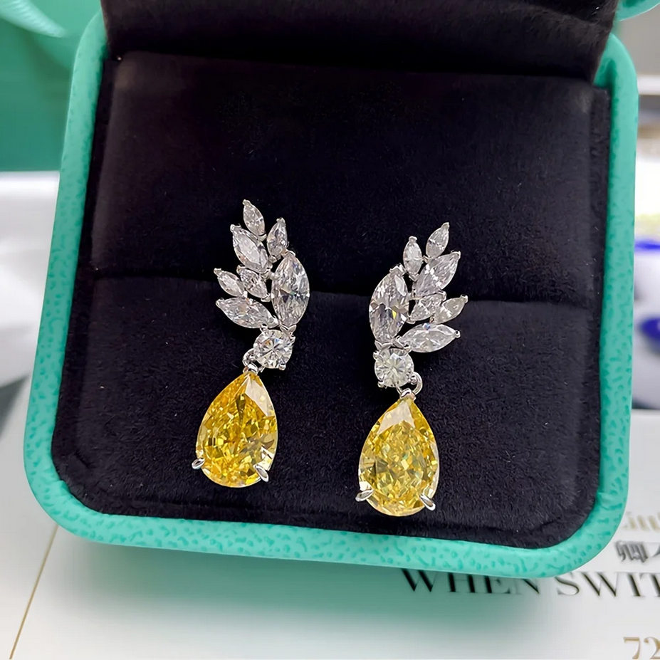 Elegant Yellow Zircon Earrings