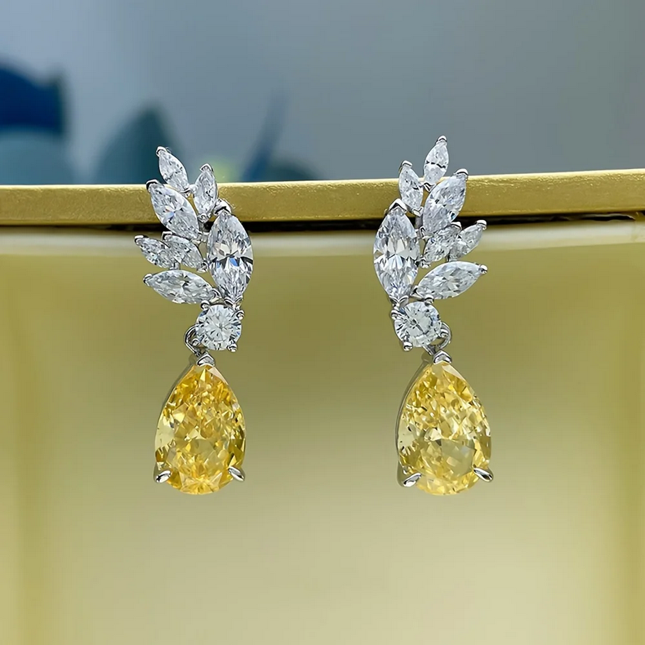 Elegant Yellow Zircon Earrings