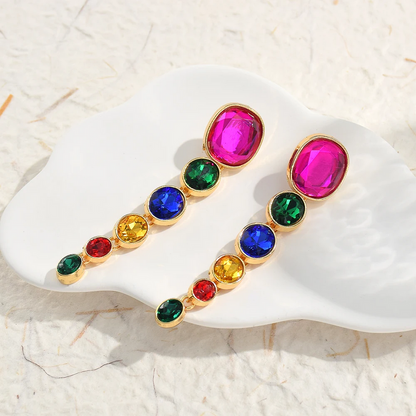 Colorful Crystal Beaded Drop Earrings