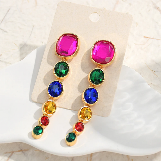 Colorful Crystal Beaded Drop Earrings