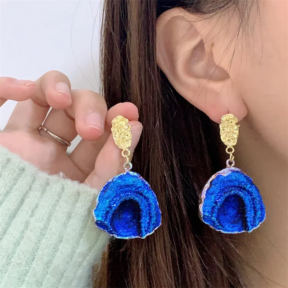 Blue Irregular Statement Earrings for Women