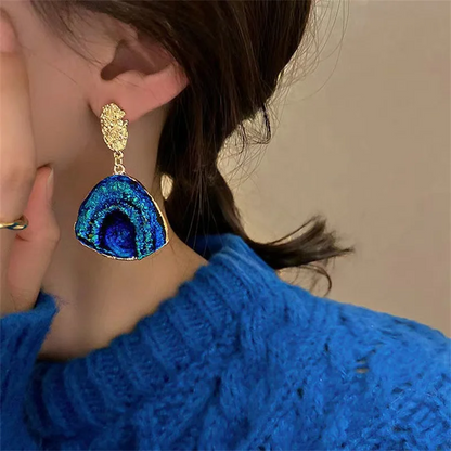 Blue Irregular Statement Earrings for Women