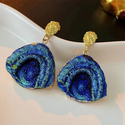 Blue Irregular Statement Earrings for Women