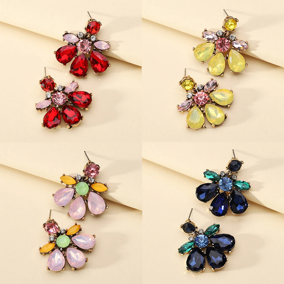 Crystal Geometric Dangle Earrings for Women